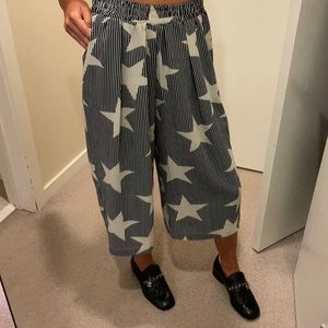 Star print navy and white culottes US size 4